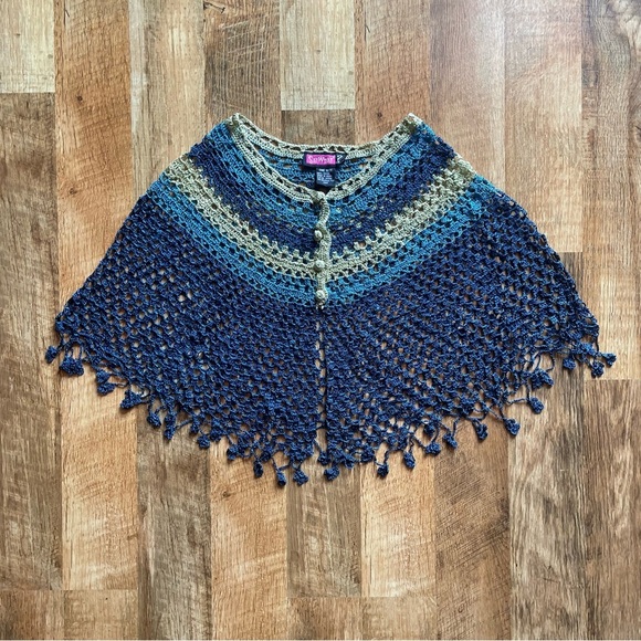 Say What? Blue‎ and Gold Camisole Shawl - Picture 4 of 5